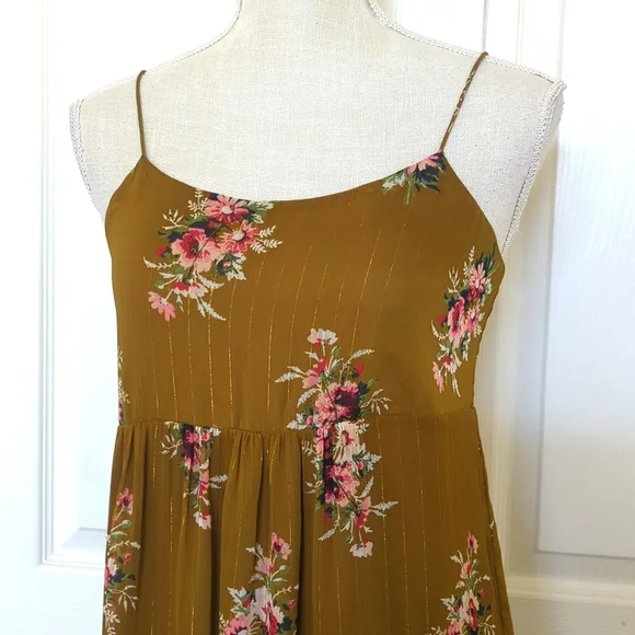 Madewell Yellow Brown Spaghetti Strap Sundress Maxi - Picture 6 of 10